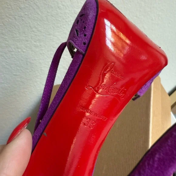 Christian Louboutin Enchantee Purple Suede Wiggly Heels 38 - Picture 5 of 5